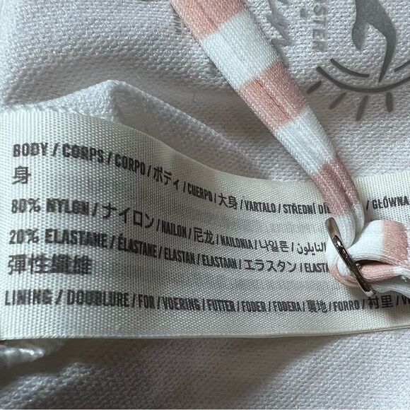 Hollister triangle push up bikini top peach stripes ruffle size small - Picture 13 of 13